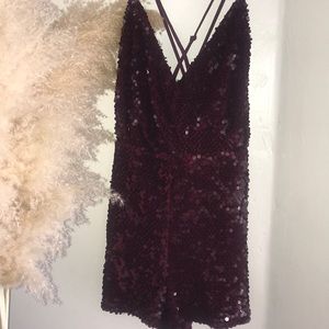 Sequin burgendy romper